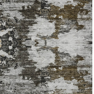 Homeroots 3' Taupe Brown And Gold Abstract Washable Indoor Outdoor Area Rug - Stylish, Durable, Versatile Design 10' X 14' Polyester 579666