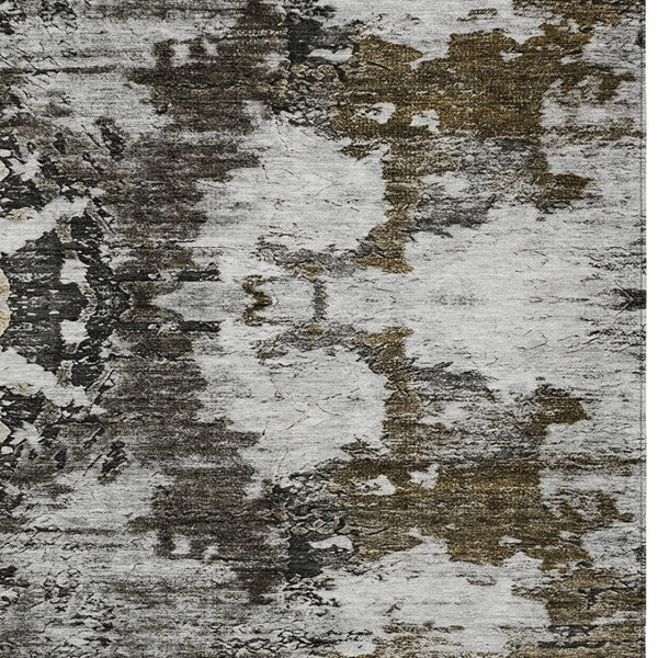 Homeroots 3' Taupe Brown And Gold Abstract Washable Indoor Outdoor Area Rug - Stylish, Durable, Versatile Design 10' X 14' Polyester 579666
