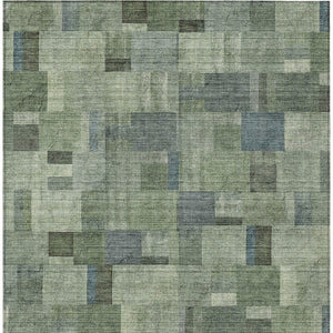 Homeroots 3' Geometric Washable Indoor Outdoor Area Rug In Green And Mint – Stylish, Durable, And Versatile! 5' X 8' Polyester 579668