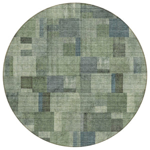 HomeRoots 5' Geometric Green and Mint Area Rug - Washable, Durable, Stylish for Indoor and Outdoor Spaces 8' Round 579669