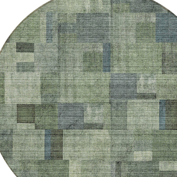 Homeroots 3' Geometric Washable Indoor Outdoor Area Rug In Green And Mint – Stylish, Durable, And Versatile! 8' Round Polyester 579669