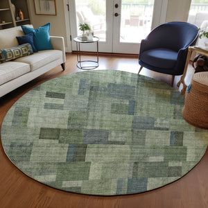 Homeroots 3' Geometric Washable Indoor Outdoor Area Rug In Green And Mint – Stylish, Durable, And Versatile! 8' Round Polyester 579669