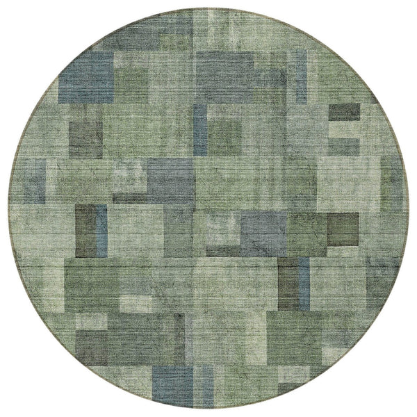 Homeroots 3' Geometric Washable Indoor Outdoor Area Rug In Green And Mint – Stylish, Durable, And Versatile! 8' Round Polyester 579669