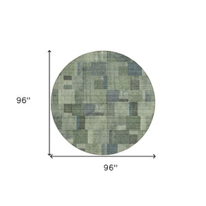Homeroots 3' Geometric Washable Indoor Outdoor Area Rug In Green And Mint – Stylish, Durable, And Versatile! 8' Round Polyester 579669