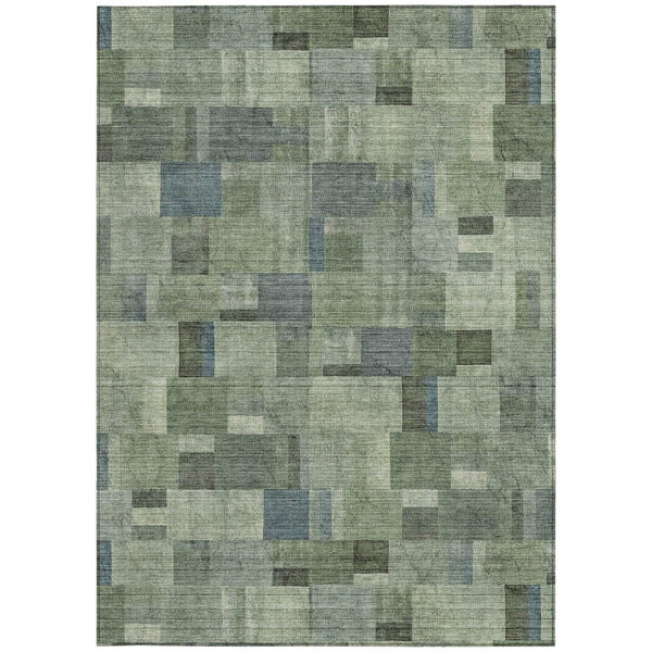 Homeroots 3' Geometric Washable Indoor Outdoor Area Rug In Green And Mint – Stylish, Durable, And Versatile! 8' X 10' Polyester 579670
