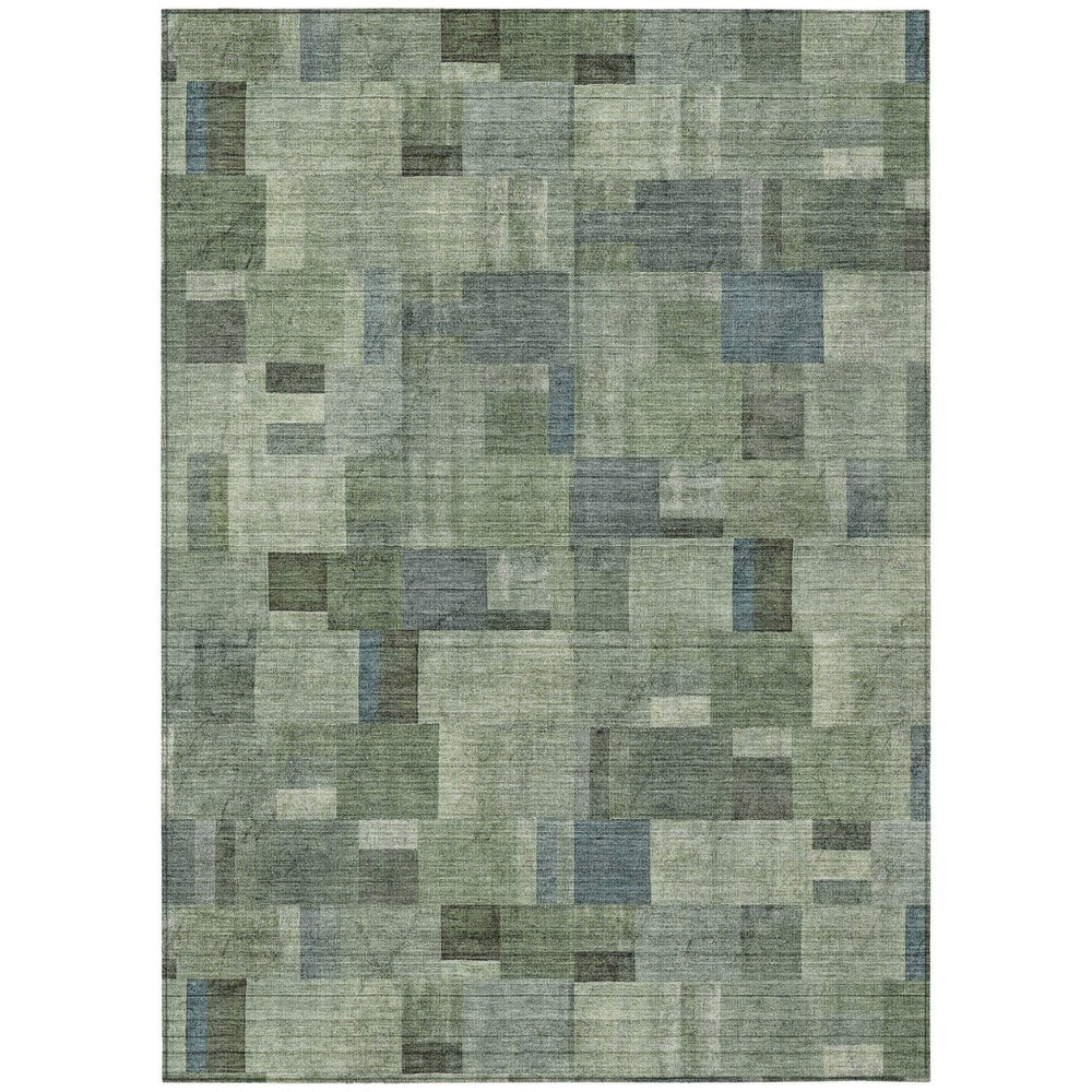 HomeRoots 9' Geometric Washable Indoor Outdoor Area Rug in Green and Mint for Modern Living Spaces and Patios 9' X 12' 579671