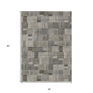 Homeroots 3' Geometric Washable Indoor Outdoor Area Rug In Green And Mint – Stylish, Durable, And Versatile! 3' X 5' Polyester 579673