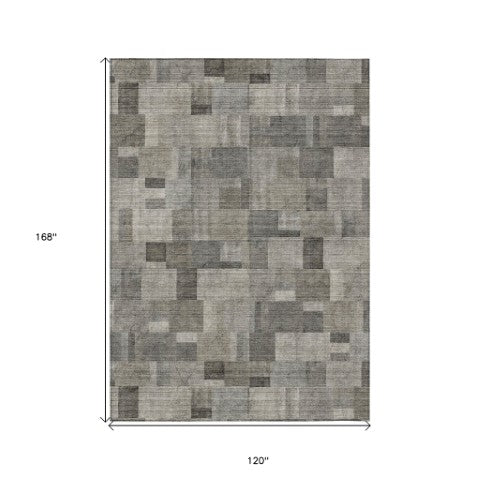 Homeroots 3' Geometric Washable Indoor Outdoor Area Rug In Green And Mint – Stylish, Durable, And Versatile! 10' X 14' Polyester 579678