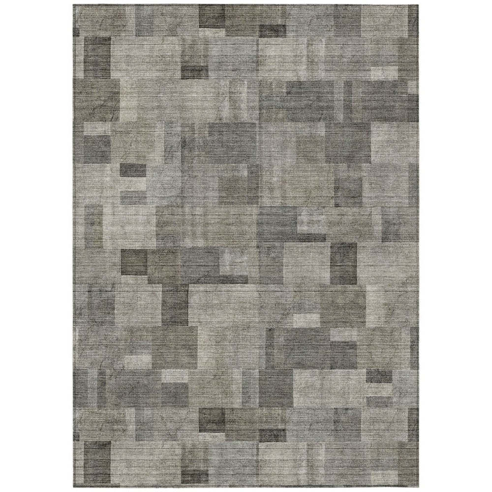 HomeRoots 5' Versatile Taupe Beige and Gray Geometric Area Rug for Indoor and Outdoor Spaces, Washable Durability 10' X 14' 579678