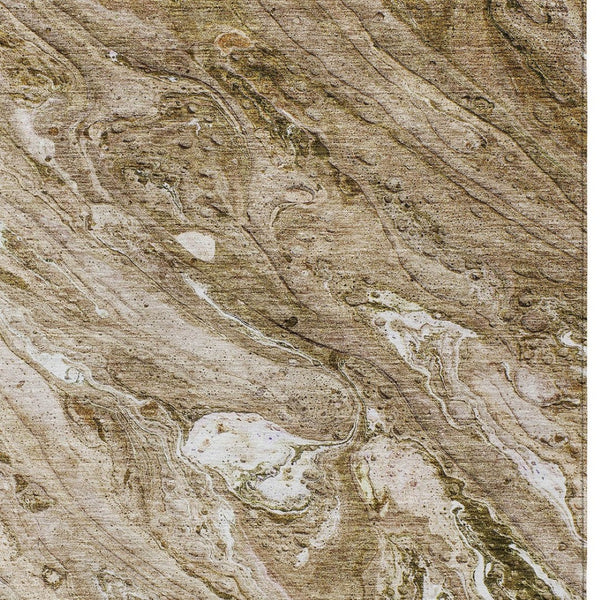 Homeroots 3' Brown Tan And Beige Abstract Washable Indoor Outdoor Area Rug For Versatile Home Decor Solutions 3' X 5' Polyester 579679