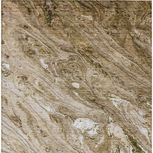 Homeroots 3' Brown Tan And Beige Abstract Washable Indoor Outdoor Area Rug For Versatile Home Decor Solutions 5' X 8' Polyester 579680