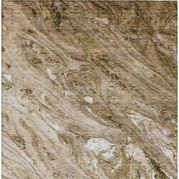 Homeroots 3' Brown Tan And Beige Abstract Washable Indoor Outdoor Area Rug For Versatile Home Decor Solutions 5' X 8' Polyester 579680