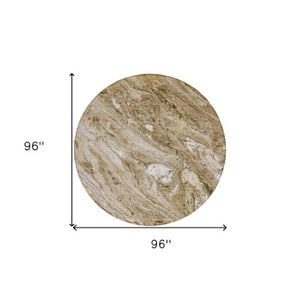 Homeroots 3' Brown Tan And Beige Abstract Washable Indoor Outdoor Area Rug For Versatile Home Decor Solutions 8' Round Polyester 579681