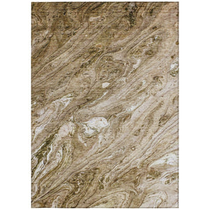 HomeRoots 5' Contemporary Brown Tan Beige Abstract Washable Indoor Outdoor Area Rug for Versatile Spaces 8' X 10' 579682