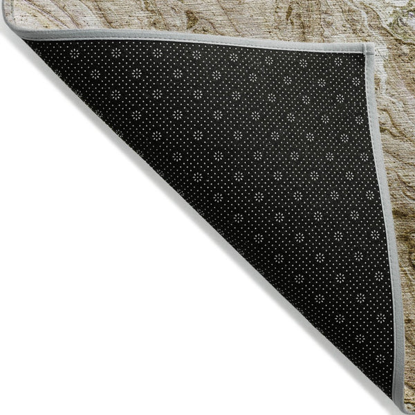 HomeRoots 9' Washable Area Rug - Durable Brown Tan Beige Abstract Design for Indoor Outdoor Spaces 9' X 12' 579683