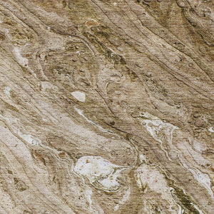 Homeroots 3' Brown Tan And Beige Abstract Washable Indoor Outdoor Area Rug For Versatile Home Decor Solutions 10' X 14' Polyester 579684