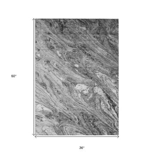 Homeroots 3' Brown Tan And Beige Abstract Washable Indoor Outdoor Area Rug For Versatile Home Decor Solutions 3' X 5' Polyester 579685