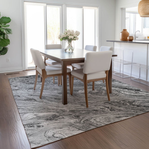 Homeroots 3' Brown Tan And Beige Abstract Washable Indoor Outdoor Area Rug For Versatile Home Decor Solutions 5' X 8' Polyester 579686