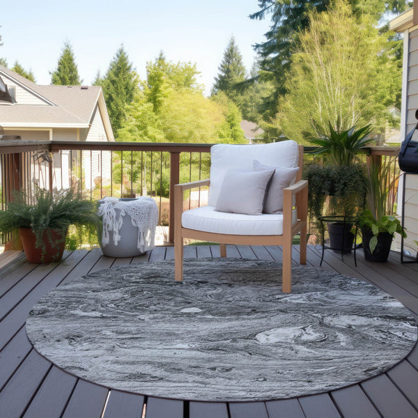 Homeroots 3' Brown Tan And Beige Abstract Washable Indoor Outdoor Area Rug For Versatile Home Decor Solutions 8' Round Polyester 579687