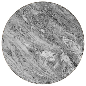 HomeRoots 5' Abstract Gray Silver Charcoal Indoor Outdoor Area Rug - Stylish, Washable, Durable for High-Traffic Areas 8' Round 579687