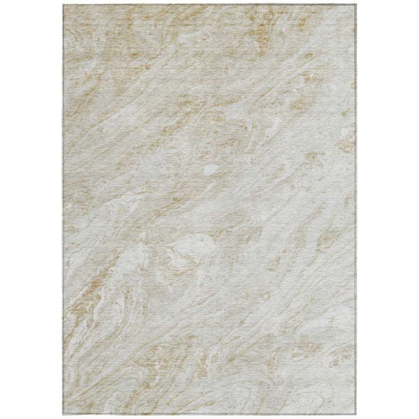 Homeroots 3' Brown Tan And Beige Abstract Washable Indoor Outdoor Area Rug For Versatile Home Decor Solutions 3' X 5' Polyester 579691