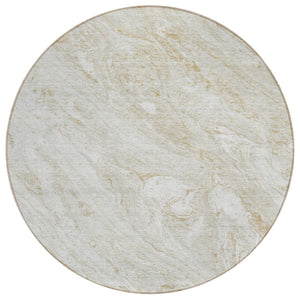 HomeRoots 5' Abstract Indoor Outdoor Area Rug in Ivory, Beige & Tan - Durable, Washable, Stylish Design 8' Round 579693