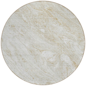 Homeroots 3' Brown Tan And Beige Abstract Washable Indoor Outdoor Area Rug For Versatile Home Decor Solutions 8' Round Polyester 579693