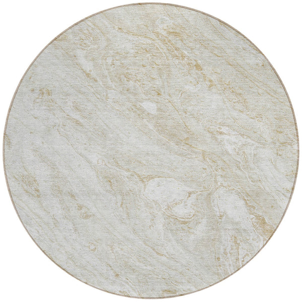 Homeroots 3' Brown Tan And Beige Abstract Washable Indoor Outdoor Area Rug For Versatile Home Decor Solutions 8' Round Polyester 579693