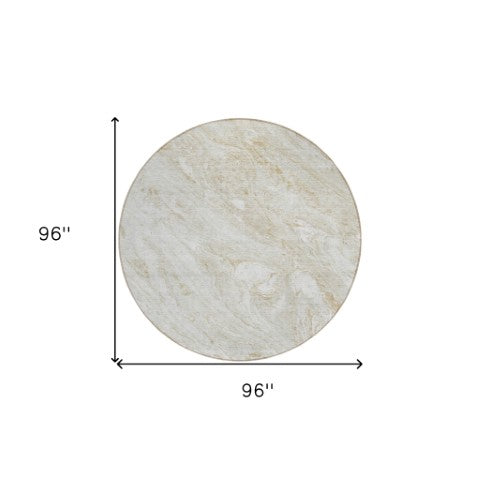 Homeroots 3' Brown Tan And Beige Abstract Washable Indoor Outdoor Area Rug For Versatile Home Decor Solutions 8' Round Polyester 579693