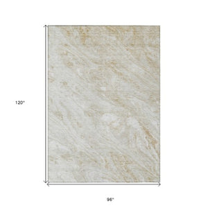 Homeroots 3' Brown Tan And Beige Abstract Washable Indoor Outdoor Area Rug For Versatile Home Decor Solutions 8' X 10' Polyester 579694