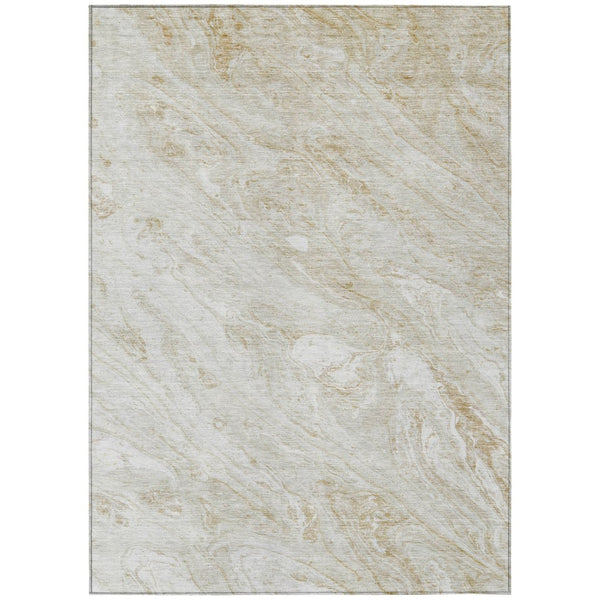 HomeRoots 5' Abstract Indoor Outdoor Area Rug in Ivory, Beige & Tan - Durable, Washable, Stylish Design 8' X 10' 579694