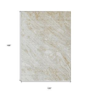 Homeroots 3' Brown Tan And Beige Abstract Washable Indoor Outdoor Area Rug For Versatile Home Decor Solutions 10' X 14' Polyester 579696