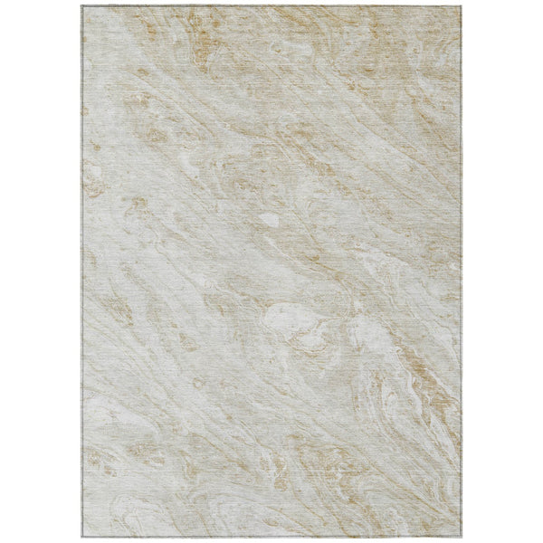 Homeroots 3' Brown Tan And Beige Abstract Washable Indoor Outdoor Area Rug For Versatile Home Decor Solutions 10' X 14' Polyester 579696