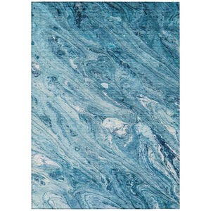 HomeRoots 5' Sky Blue and Navy Abstract Area Rug - Durable, Washable, Stylish for Indoor or Outdoor Spaces 5' X 8' 579698