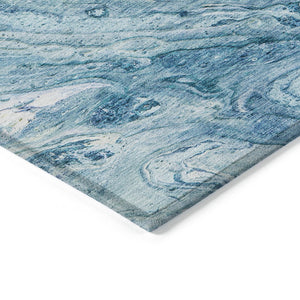 HomeRoots 5' Sky Blue and Navy Abstract Area Rug - Durable, Washable, Stylish for Indoor or Outdoor Spaces 5' X 8' 579698