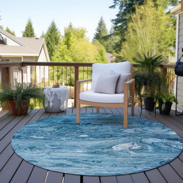 Homeroots 3' Brown Tan And Beige Abstract Washable Indoor Outdoor Area Rug For Versatile Home Decor Solutions 8' Round Polyester 579699