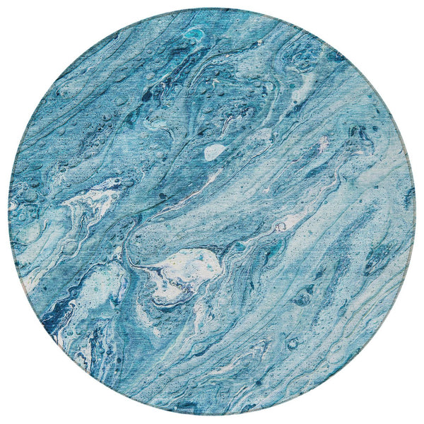 Homeroots 3' Brown Tan And Beige Abstract Washable Indoor Outdoor Area Rug For Versatile Home Decor Solutions 8' Round Polyester 579699