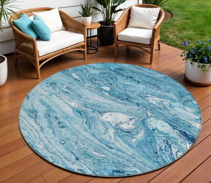 Homeroots 3' Brown Tan And Beige Abstract Washable Indoor Outdoor Area Rug For Versatile Home Decor Solutions 8' Round Polyester 579699