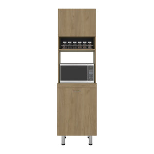 English Elm Fingal Natural Oak Pantry Cabinet with Microwave Niche and Closed Kitchen Storage B097P474321
