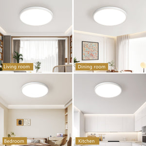 English Elm 6PK 12 in LED Flush Mount Ceiling Light Fixture, 2880 Lumens, 5-CCT Selectable, Dimmable, Damp Location White W2312P375003