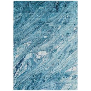 HomeRoots 5' Sky Blue and Navy Abstract Area Rug - Durable, Washable, Stylish for Indoor or Outdoor Spaces 8' X 10' 579700