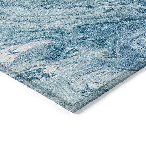 HomeRoots 5' Sky Blue and Navy Abstract Area Rug - Durable, Washable, Stylish for Indoor or Outdoor Spaces 8' X 10' 579700