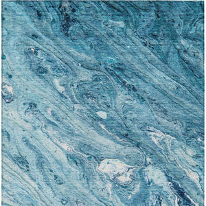 HomeRoots 5' Sky Blue and Navy Abstract Area Rug - Durable, Washable, Stylish for Indoor or Outdoor Spaces 8' X 10' 579700