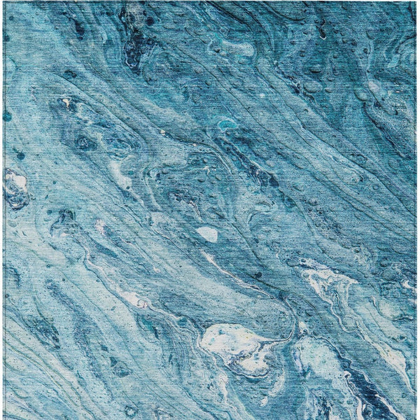 HomeRoots 5' Sky Blue and Navy Abstract Area Rug - Durable, Washable, Stylish for Indoor or Outdoor Spaces 8' X 10' 579700