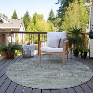 Homeroots 3' Brown Tan And Beige Abstract Washable Indoor Outdoor Area Rug For Versatile Home Decor Solutions 8' Round Polyester 579705