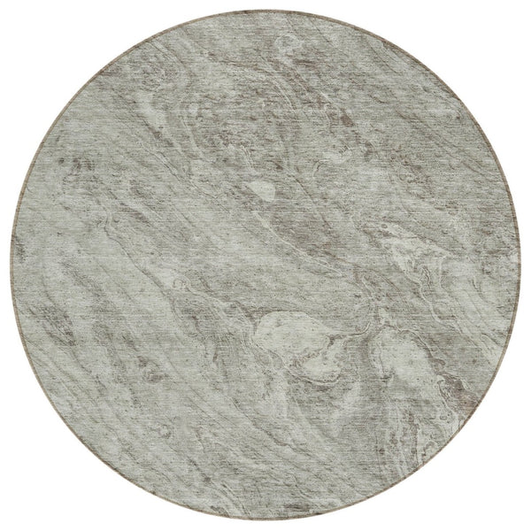 HomeRoots 5' Durable Taupe Beige Tan Abstract Area Rug - Modern Design for Indoor & Outdoor Spaces, Washable 8' Round 579705