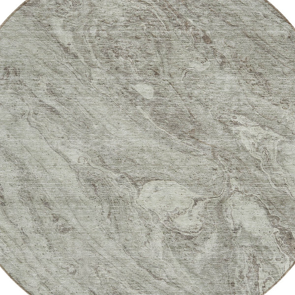 Homeroots 3' Brown Tan And Beige Abstract Washable Indoor Outdoor Area Rug For Versatile Home Decor Solutions 8' Round Polyester 579705