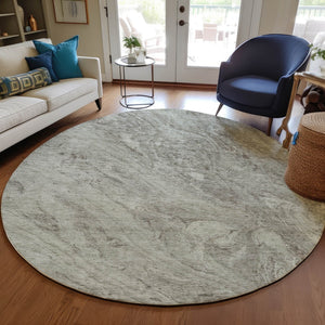 Homeroots 3' Brown Tan And Beige Abstract Washable Indoor Outdoor Area Rug For Versatile Home Decor Solutions 8' Round Polyester 579705