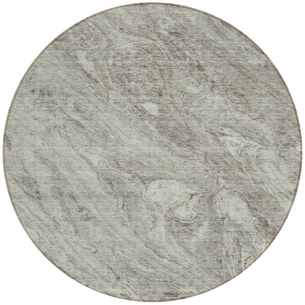 Homeroots 3' Brown Tan And Beige Abstract Washable Indoor Outdoor Area Rug For Versatile Home Decor Solutions 8' Round Polyester 579705