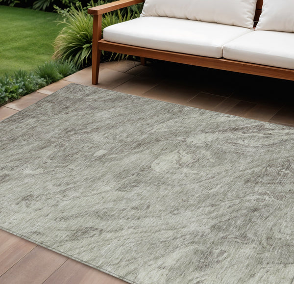 Homeroots 3' Brown Tan And Beige Abstract Washable Indoor Outdoor Area Rug For Versatile Home Decor Solutions 9' X 12' Polyester 579707